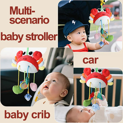 Nibbled Drawstring Mirror Cheer Baby Bed Hanging Toy Cartoon Animal Bedbell Pendant Soft Stroller Car Seat Crib Sensory Learning