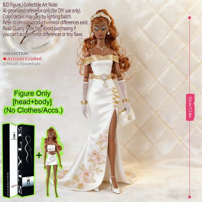 12.6 Inch 1/6 Fashion BJD MJD Supermodel Doll Ball Jointed Posable Collectible Realistic Hair NoClothes