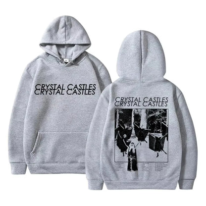 Vintage Crystal Castles Band Hoodies Men Women Gothic Punk Rock Hooded Sweatshirt Male Fashion Loose Oversized Pullover Hoodies