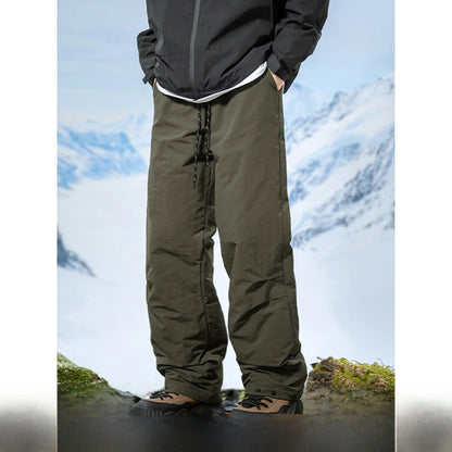 Thickened down Cotton Trousers for Men Winter Outdoor Snow Skiing Windproof Waterproof Warm Straight Leg Pants Youth Casual