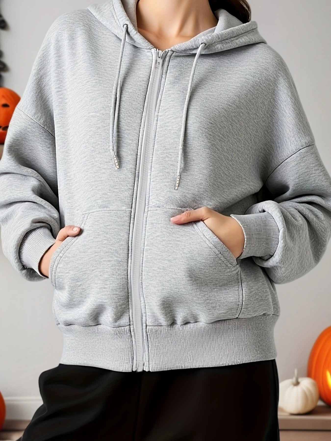 Women's Casual Oversized Hoodies Sweatshirt Zipper Pockets Solid Color Pullover Loose Fit  Autumn Winter Fall Streetwear Jacket