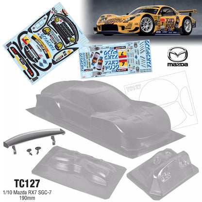 200mm Body Shells 1/10 Mazda RX7 Clear Bodywork W/Light Buckle for ONROAD Racing RC Drift Car 258mm Wheelbase