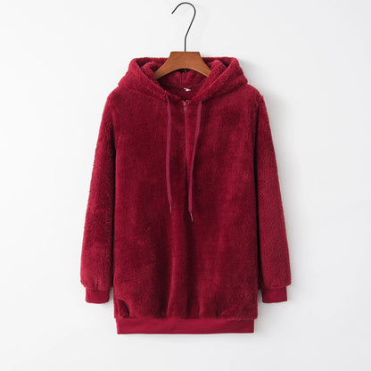 Fashion Trend Long-sleeved Hooded Solid Color, Women's Sweater Coat