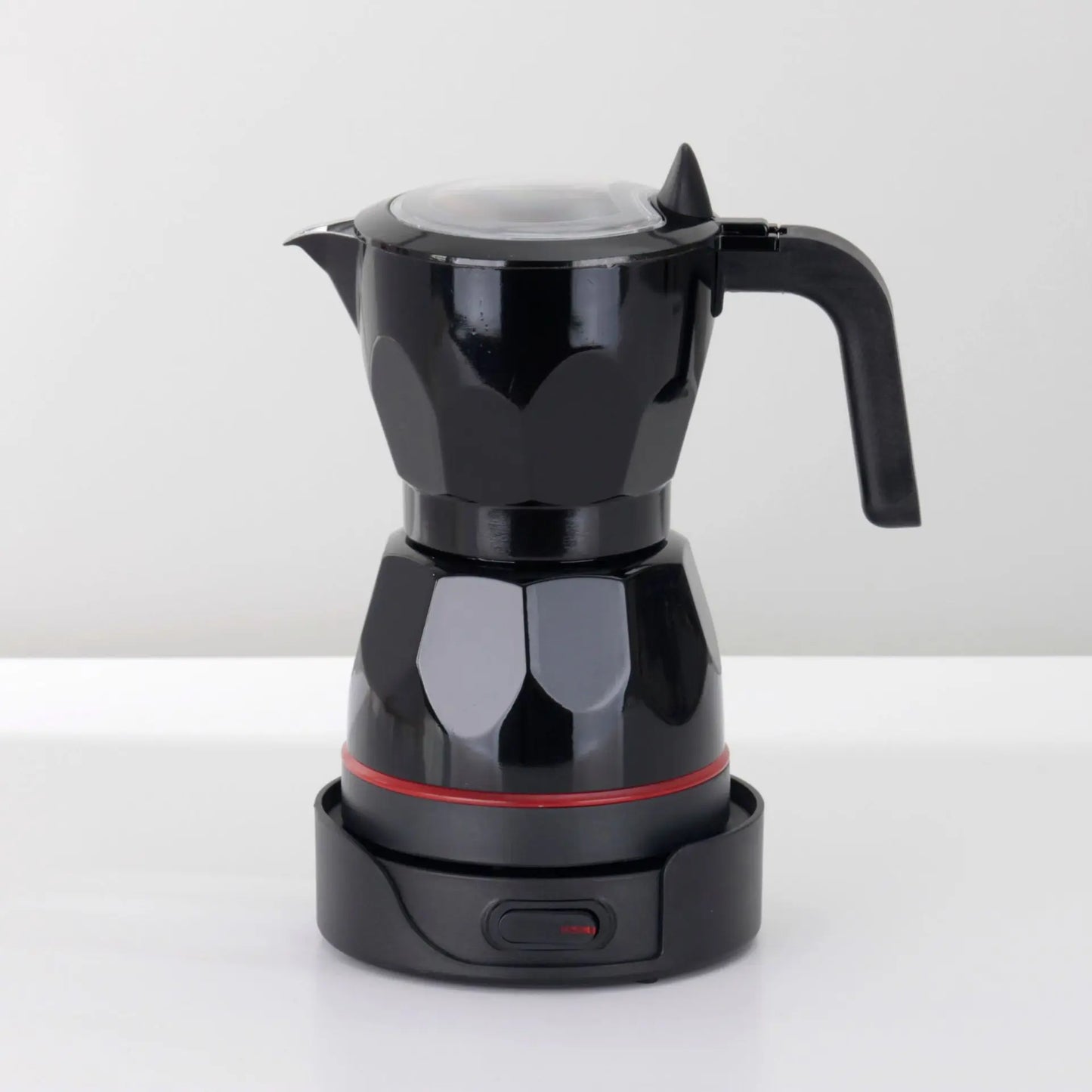 110V/220V Electric Coffee Maker Portable Aluminum Mocha Pot Electric Italian Coffee Maker Percolator for Home Red 150ml/3 Cups