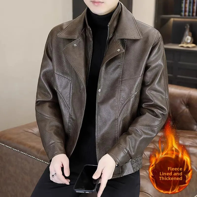 TUCANO Men's Genuine Leather Jacket 2026 Autumn Winter Warm Sheepskin Slim Fit Biker Style Stand Collar Coat Outerwear