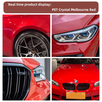 Super Bright Crystal Melbourne Red Full Car Wrap Vinyl PVC PET Auto Body Sticker Color Changing Film Roll Paint Protection 18M