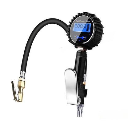 Mtorcycle Bicycle Auto for Digital Tire Pressure Inflator Gauge Aluminum Alloy Tire Pressure Gauge Air Line Clip-on Tyre Pump