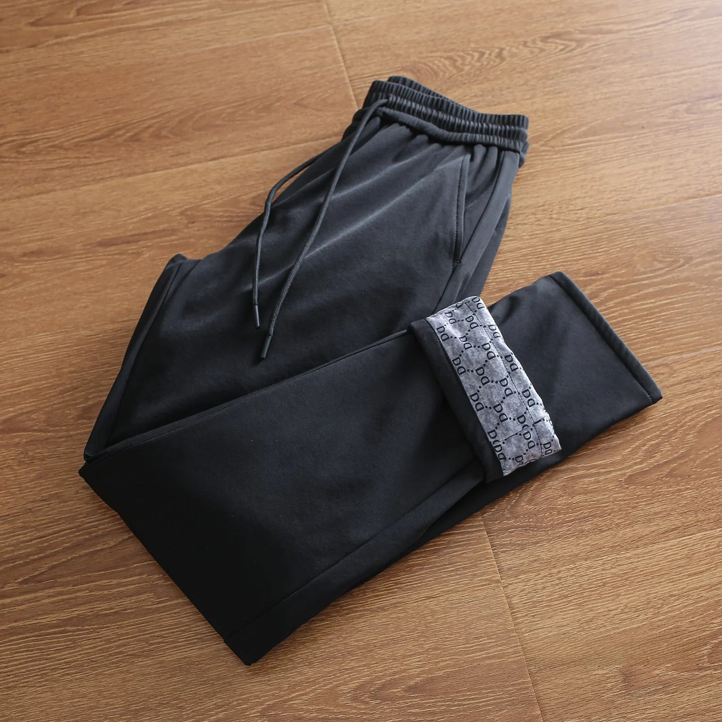 Men's Winter Outdoor Casual down Pants Elastic Waist Straight Leg Long Trousers Fashionable Warm Windproof Waterproof