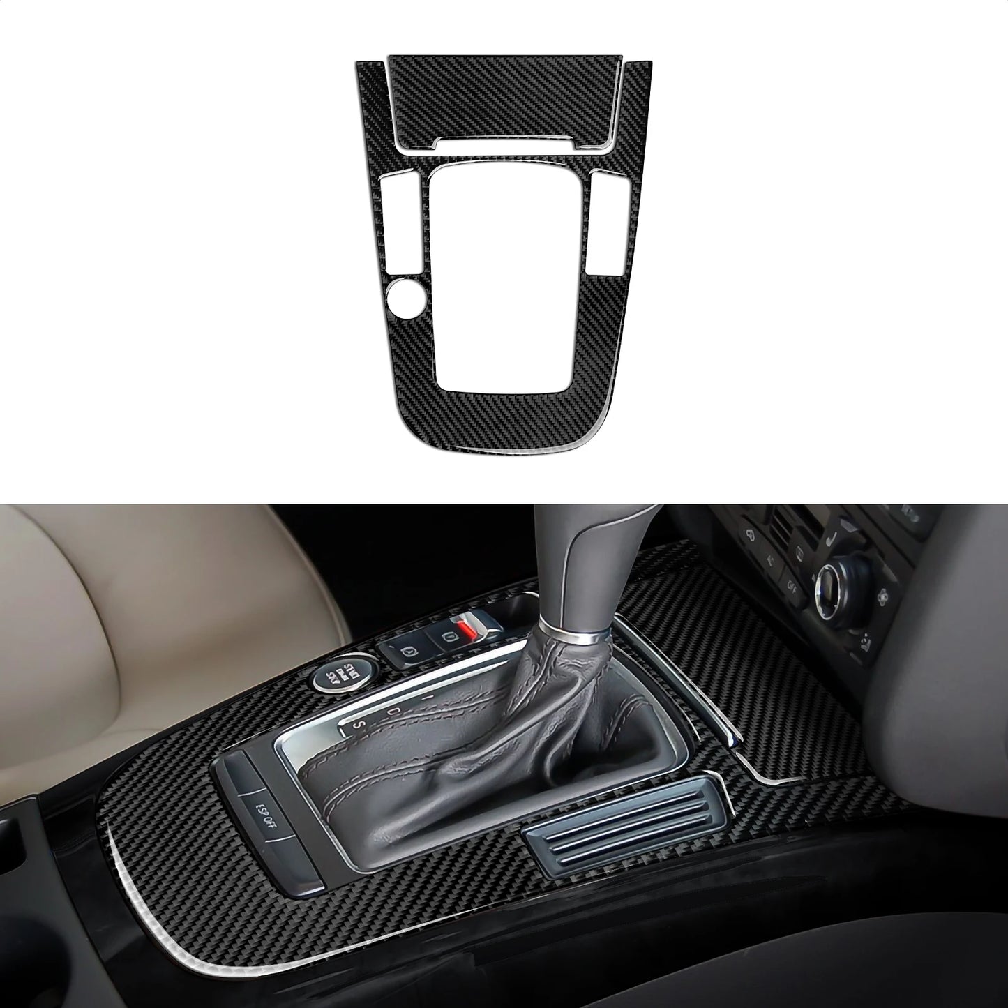 Car Center Console Gear Shift Panel Set, For Audi A4 S4 RS4 A5 S5 RS5 (2007-2016) Carbon Fiber Interior Sticker Trim Accessories
