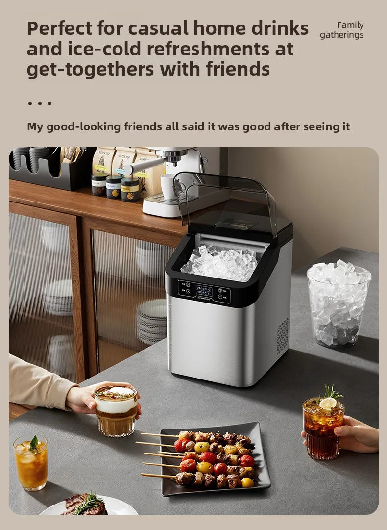 220V Newfly Portable Ice Maker Small Automatic Square Ice Cube Machine for Home Use