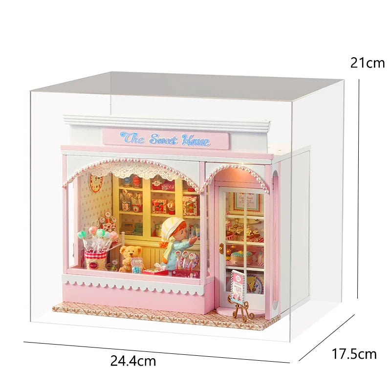 Wooden Dollhouse Kit Handmade Building Model Flower Garden 3D Puzzle Assembly Toy Miniature Doll House With Furniture Lighting