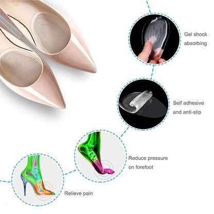 Silicone Forefoot Pad Women High Heels Sandals Pain Relief Insert Soft Gel Anti-slip Insoles Toe Cushion BHL1567-FRO
