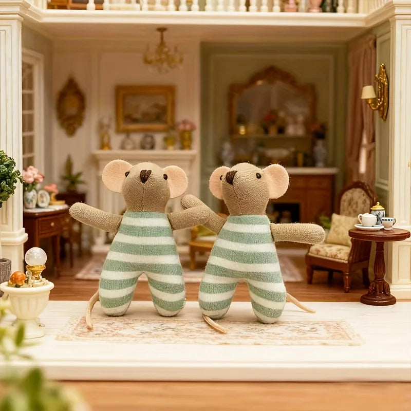 2/3 Pcs, 15/9.5 Cm Tall Interchangeable Mouse Dolls for Dollhouse Miniature Scene Decoration, Christmas and New Year Gifts