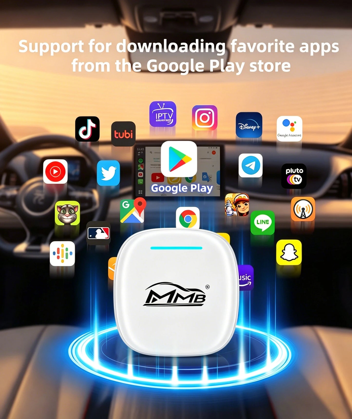 3in1 MMB MAX Smart Box CarPlay Wireless Carplay Android Auto Android15 QCM6350 8-Core GPS WiFi 4G SIM AI Box For Youtube Netflix
