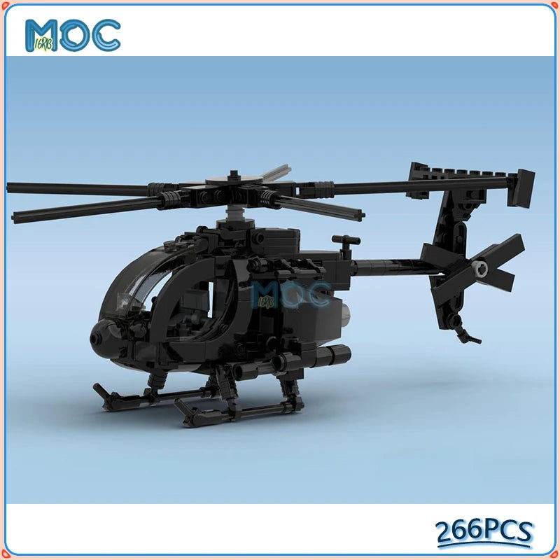 Militariy MH-6 Little Bird Helicopter MOC Building Block DIY Assembled Educational Creative Bricks Collection Toys Gifts 597PCS