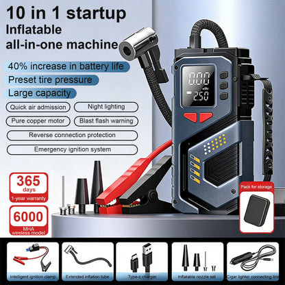 Best-seller Car Jump Starter For 12V Petrol Diesel Cars With 150PSI Air Pump/Light/Pressure Gauge,Portable Booster Jump Starter