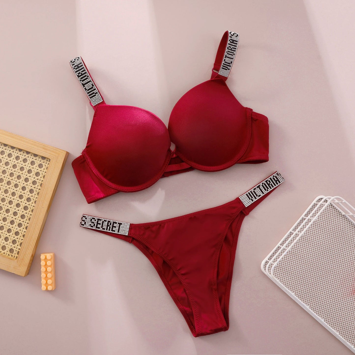 V Bra Panty Set Women Lace Push Up Bralette Seamless Comfortable Breathable Lingerie Home Wear Set Lingerie Set Underwear Set