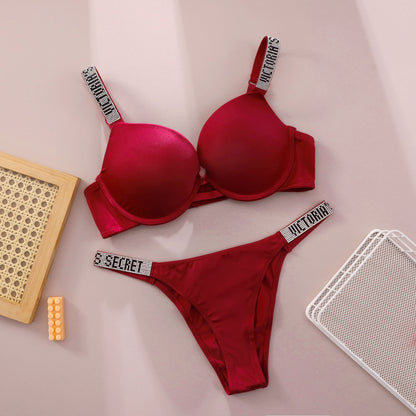 V Bra Panty Set Women Lace Push Up Bralette Seamless Comfortable Breathable Lingerie Home Wear Set Lingerie Set Underwear Set