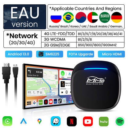 3 in 1 Android15 Wireless Car Carplay Wireless Android Auto MMB MAX Smart Box QCM6350 8-Core GPS WiFi 4G SIM AI Box For Youtube