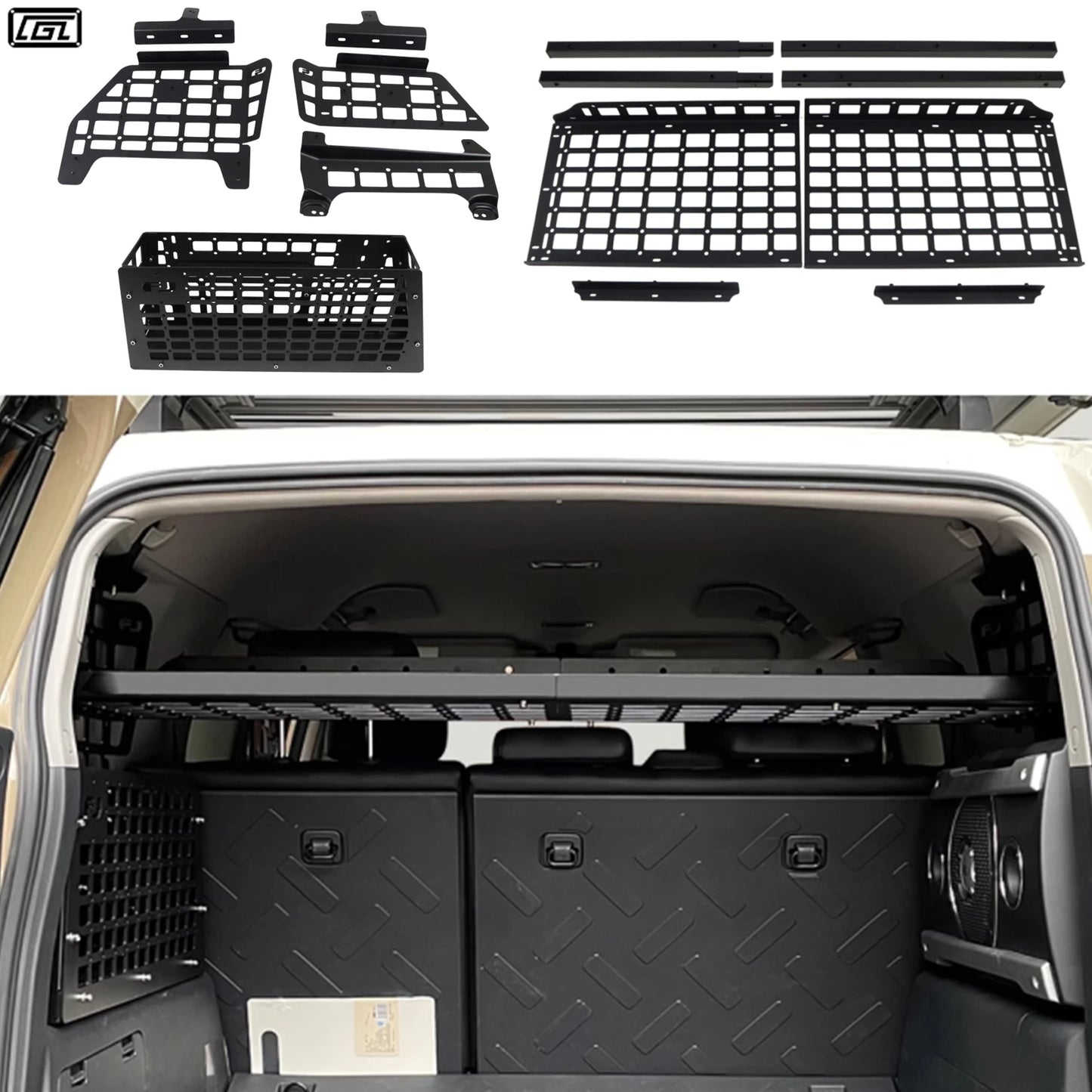 CGZ Molle Panels for Toyota FJ Cruiser 2007-2023 Rear Boot Trunk Shelf Cargo Storage Debris Racks Organizers