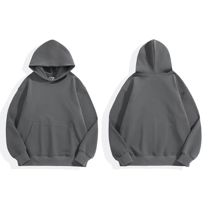 Sweatshirt 480gsm Heavy Weight Cotton Plus Velvet Hooded Sweater Men Thickened Tight Polar Fleece Pullover Hoodie