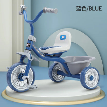 Simple Kids Tricycle 1-6 Years Old Boys & Girls Pedal Car with Basket Anti-Rolling Safety Footrest Ride-On Toy for Toddlers