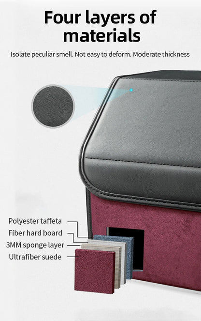 Car Suede Trunk Organizer Large Capacity Leather Foldable Storage Box Portable Multifunctional Tool Organizer Car Accessories