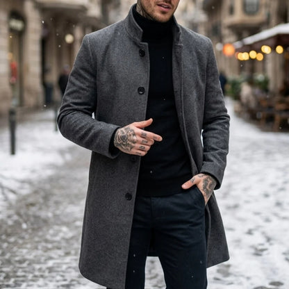 New Winter Men's Double-Breasted Trench Coat - Warm Lined & Windproof Overknee-Length Premium Fit Casual Business Streetwear Fit