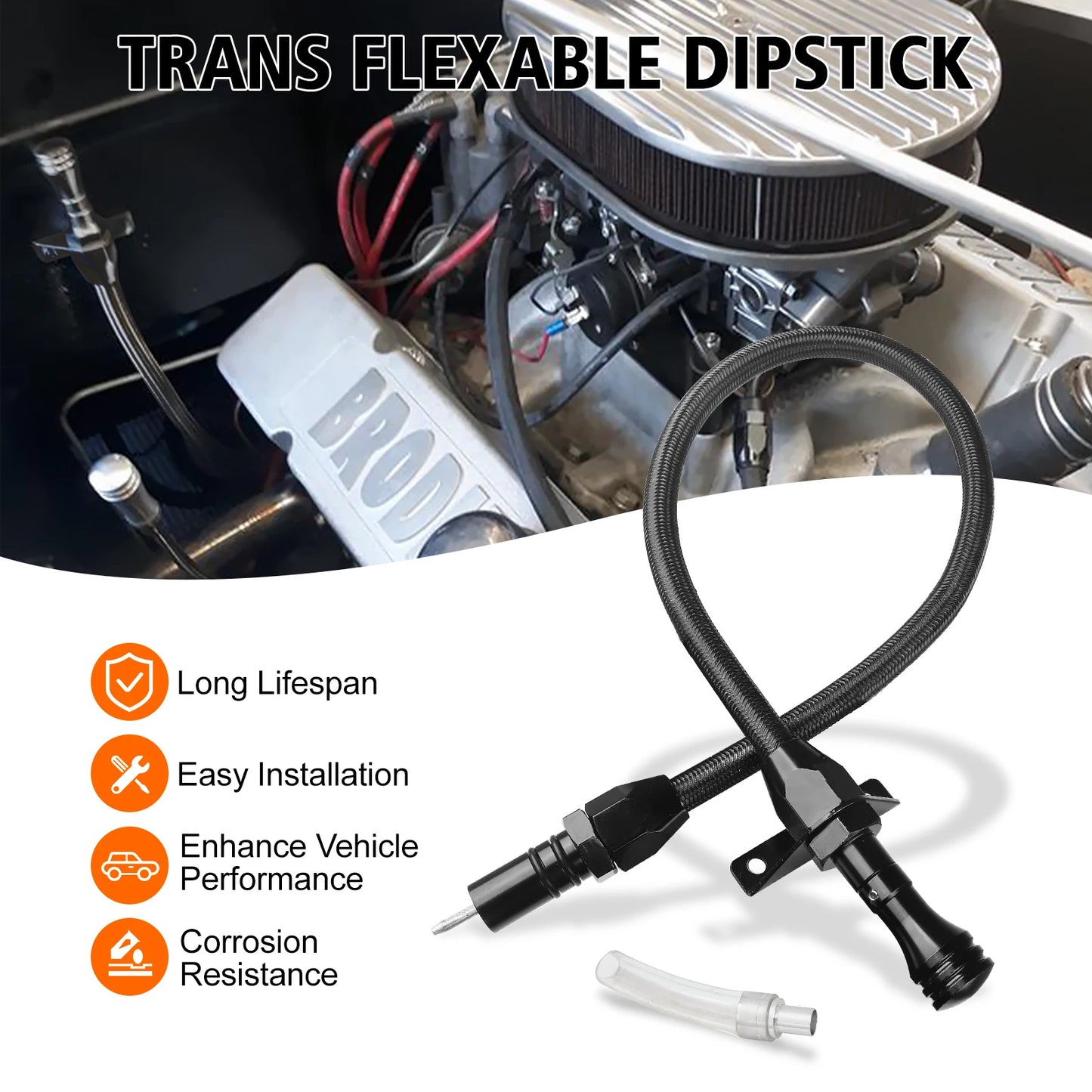 CNSPEED Oil Dipstick Tube with Stainless Steel Black Housing For GM 4L60E 4L80E Transmission Dipstick LS LS1 LS3 LS6 LSX Engine