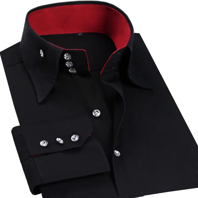 Men Designer Dress Shirt Button-down Collar Korean Fashion Male Formal Business Slim Fit Casual Long Sleeve White Shirts Autumn