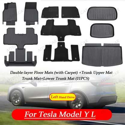 For Tesla New Model Y L Launch Premium / Performance 2026+ TPE Floor Mats Luggage Mat Wear-resistant Foot Pads ModelY Trunk Mats
