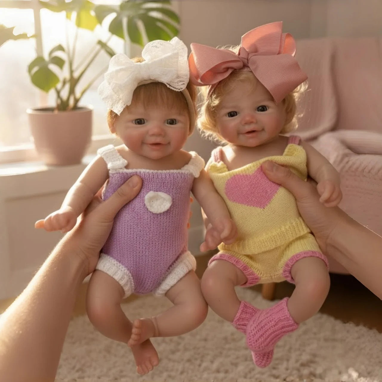 AnjoDoll 13Inch Realistic Soft Silicone Vivienne for Girls Lifelike Painted Reborn Muñeca with Open Mouth Play Doll Toy Gifts