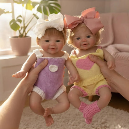 AnjoDoll 13Inch Realistic Soft Silicone Vivienne for Girls Lifelike Painted Reborn Muñeca with Open Mouth Play Doll Toy Gifts