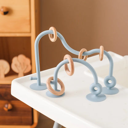 Silicone Educational Toys Infant Montessori Toy Teething Track Maze Baby Toy Wooden Roller Coaster Bead Baby Accessory Teether