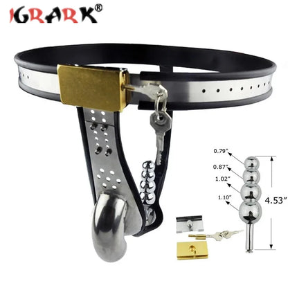 Male Chastity Device Waist Belt Stainless Steel Cock Cage Anal Butt Plug Penis Bondage Kit Erotic Urethral Lock Sex Toys for Men