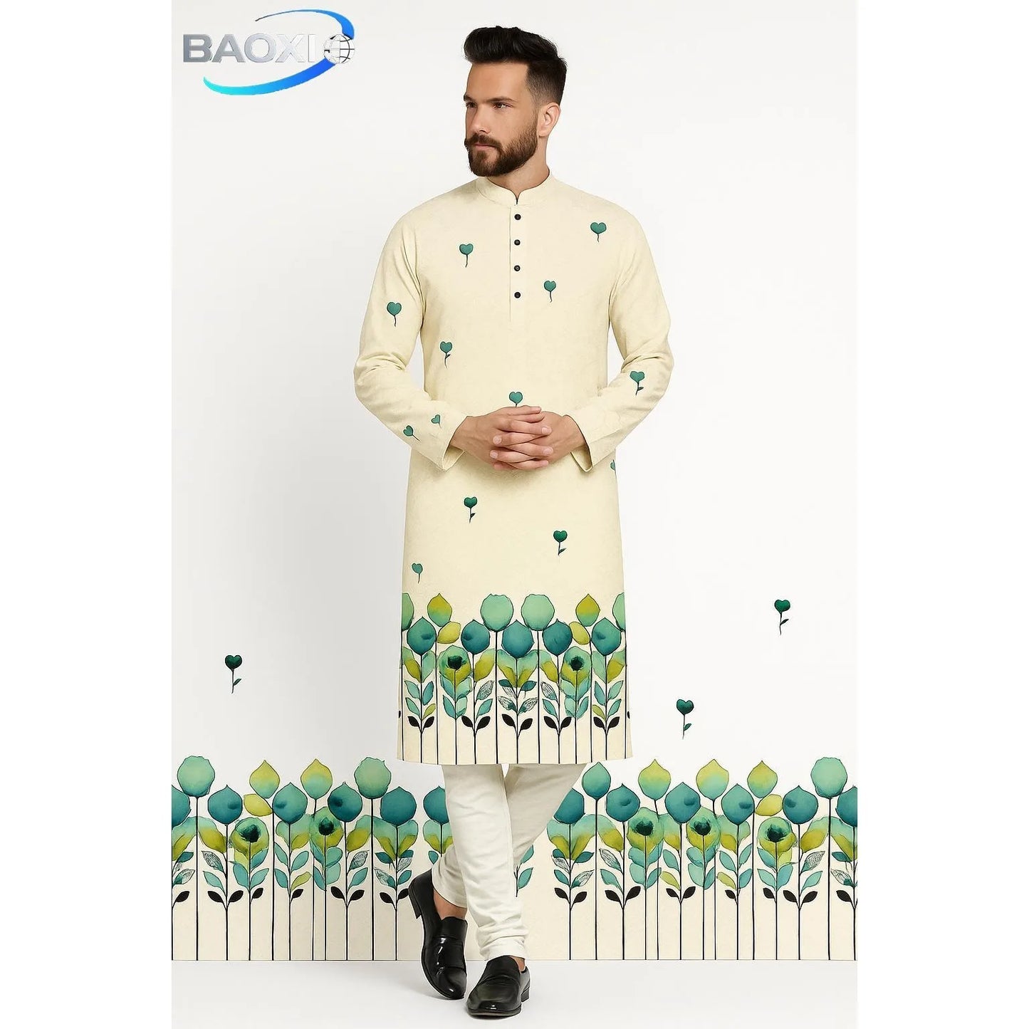 Stand Collar Muslim Men Clothes Folk Kaftan Musulman Kurta Indian Islamic Clothing Ropa Musulman Hombre Camisa Arabe Hombre