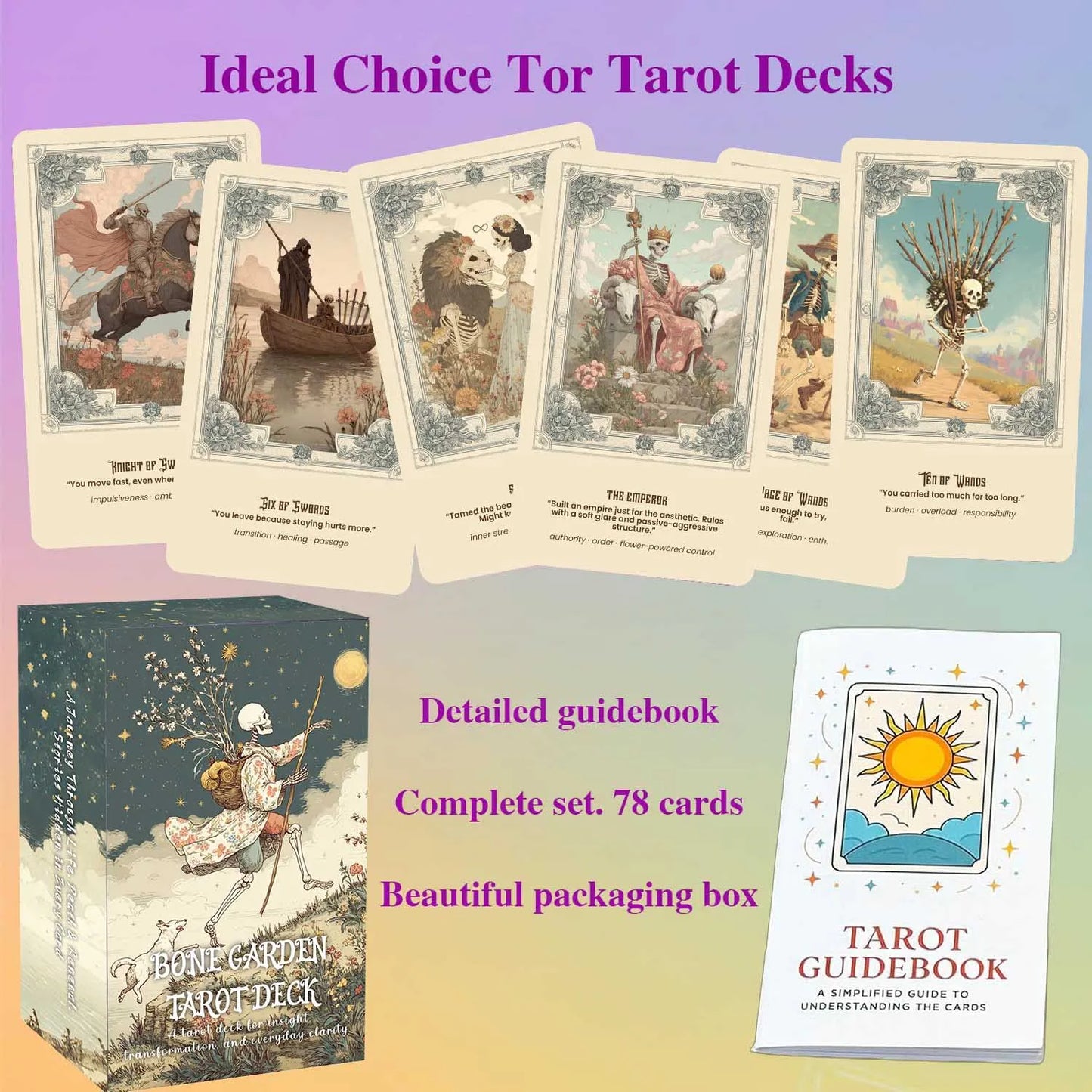 78 Tarot Cards, 13x8 Cm, Bone Garden Tarot Deck, Vintage Plant Beauty, Quiet Storytelling, Includes Paper Manual, Card Game