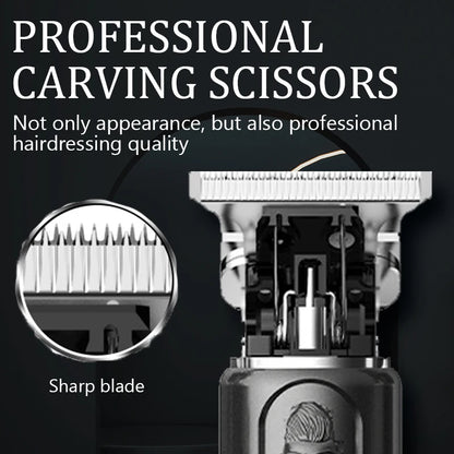 T9 LCD Electric Hairdresser Oil Shaving Head Electric Pusher Carving Electric Pusher Clipper Hair Precision Trimmer for Men Care