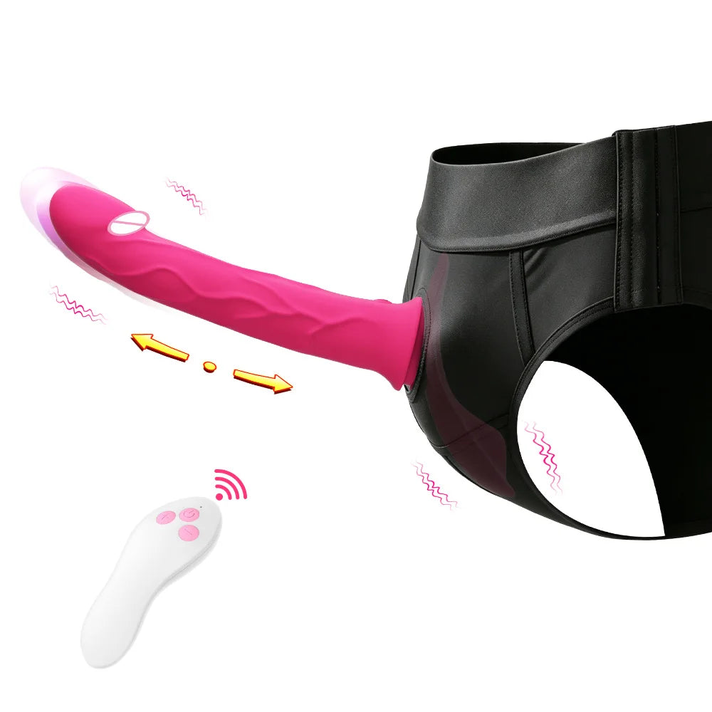 Thrusting Vibrator Remote Control Vibrating Silicone Strap On Dildo G Spot Wearable Pegging Panties Vibrators Sex Toy for Women