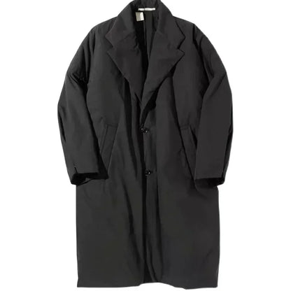 Japanese Trench Coat Winter New Arrival Black Loose Cotton Long Jacket Thickened Casual Male Parka