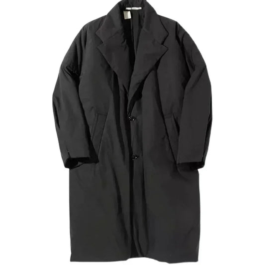 Japanese Trench Coat Winter New Arrival Black Loose Cotton Long Jacket Thickened Casual Male Parka