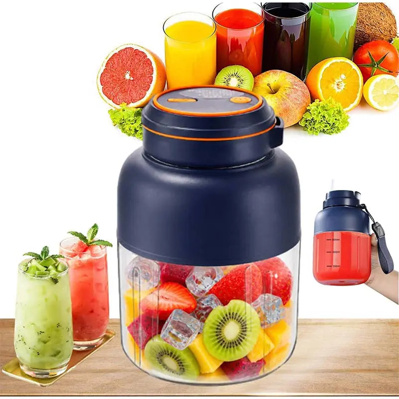 800/1300/1400ml Large Capacity Wireless Portable Juicing Cup Blender 38 Blade Juicing Crushed Ice Summer Juice Smoothie Making