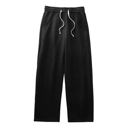 DUKEEN 400G Heavyweight Men's Curved Seam Sweatpants Spring and Autumn New Grey Straight-Leg Loose Fit Sports Long Pants