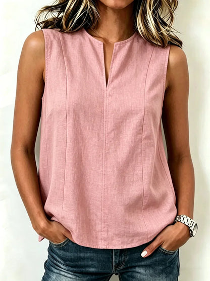 Solid Casual Loose Sleeveless Blouses For Women Fashion Summer Women's Oversized Shirts And Blouses Elegant Youth Female Tops