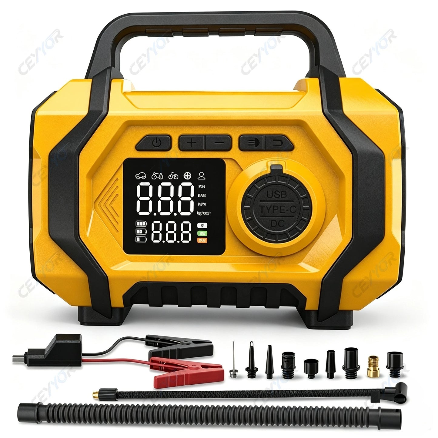 CEYYOR Emergency Power Supply for Car Jump Starter Portable Air Compressor Vacuum Cleaner High Capacity 20000mAh for Auto,Truck