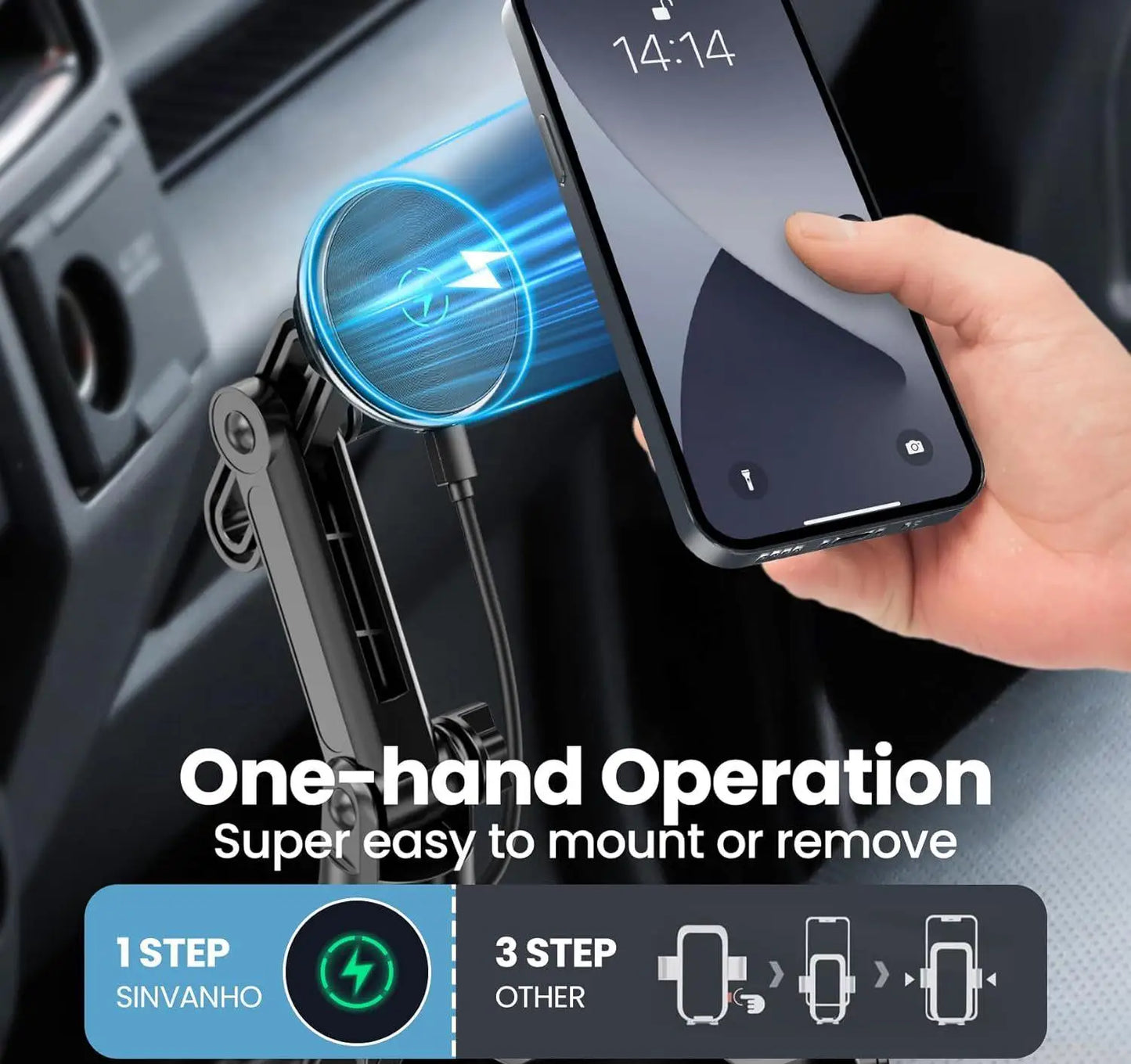 New Car Phone Holder Multifunctional Car Cup Holder Suction Mobile Phone Navigation Holder Magnetic Wireless Charger
