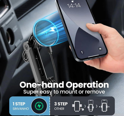 New Car Phone Holder Multifunctional Car Cup Holder Suction Mobile Phone Navigation Holder Magnetic Wireless Charger