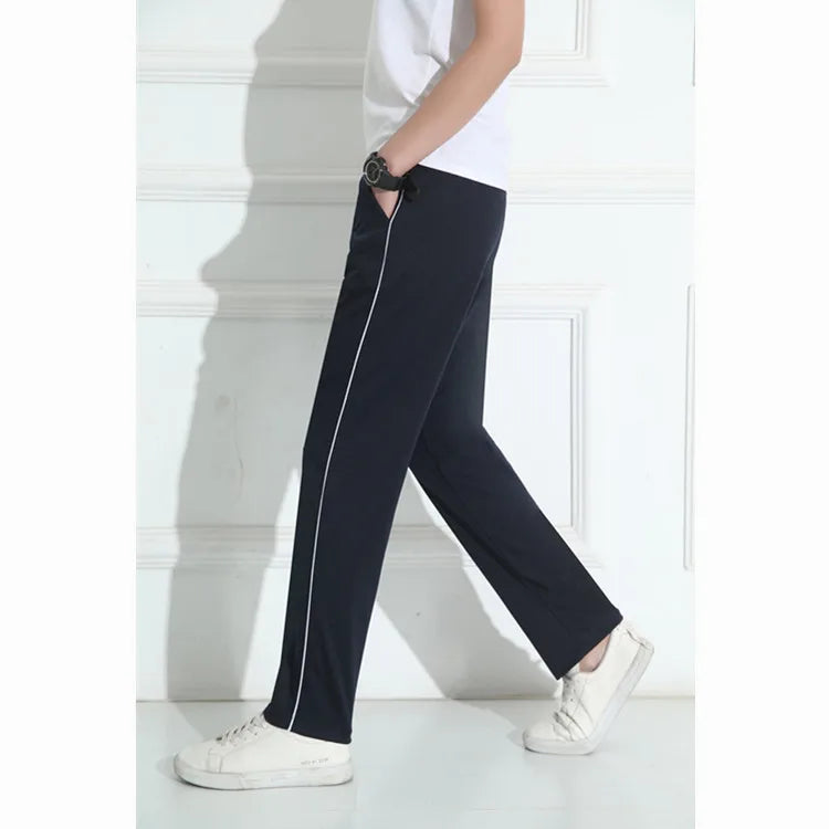 Black Unisex New Track Pants Casual Sweatpants mens Striped Bastic Trousers Straight Pants Joggers Simple Work Pants