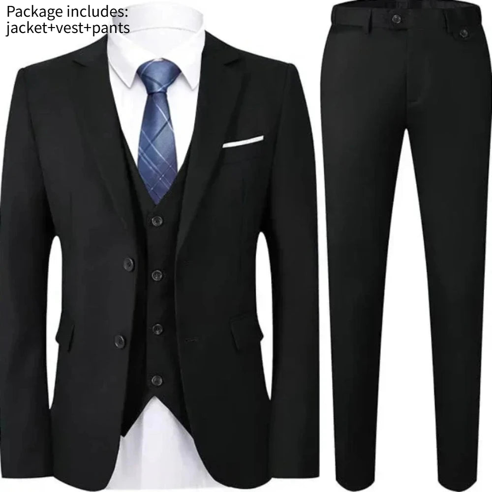 Elegant Men Suit For Wedding 3 Pieces 2 Sets Jackets Vest Pants Blazers Full Fashion Slim Fit Coats 2025 Formal Classic Costume