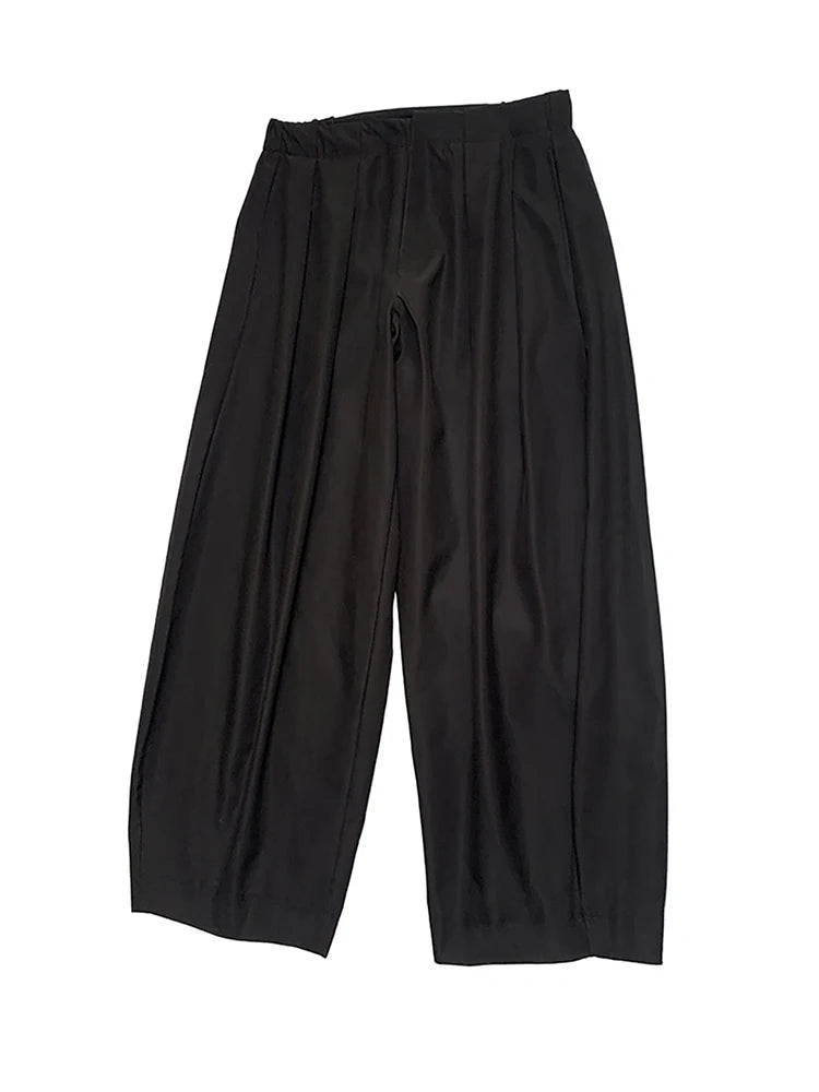 Nerazzurri Spring Autumn Long Baggy Black Pleated Lantern Pants for Men High Waist Elegant Chic Luxury Designer Clothes 2026